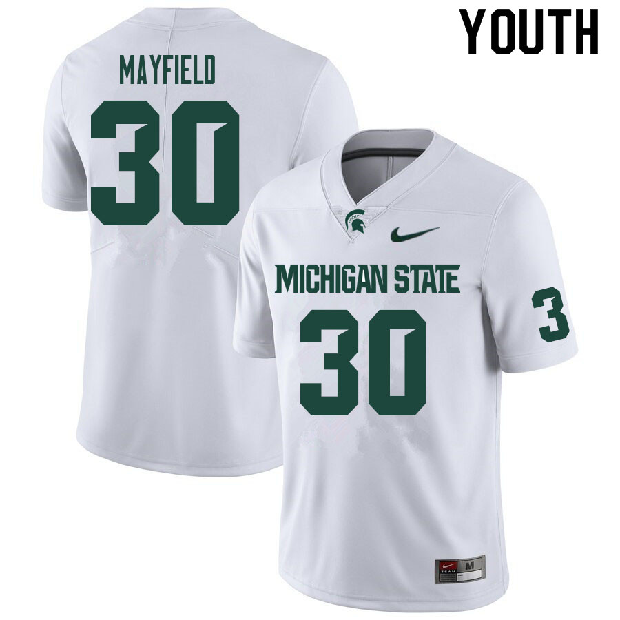 Youth #30 Chris Mayfield Michigan State Spartans College Football Jerseys Sale-White